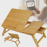 Houten Laptoptafel voor Bed & Bank - Opvouwbaar, Verstelbaar, met Lade