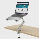 2-in-1 Afneembare Laptopstandaard met 360° Draaibare Basis & Tablet Arm - Opvouwbaar & Ruimtebesparend