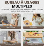 Opklapbare Bamboe Bedtafel met Verstelbare Hoogte & Kantelbaar Bureau - Ideaal voor Laptop, Ontbijt & Lezen