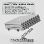 2-in-1 Afneembare Laptopstandaard met 360° Draaibare Basis & Tablet Arm - Opvouwbaar & Ruimtebesparend