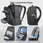 Multifunctionele Zakenrugzak voor Heren - Waterdicht, 17.3" Laptopvak & USB Oplaadpoort - Ideaal voor Werk & Reizen