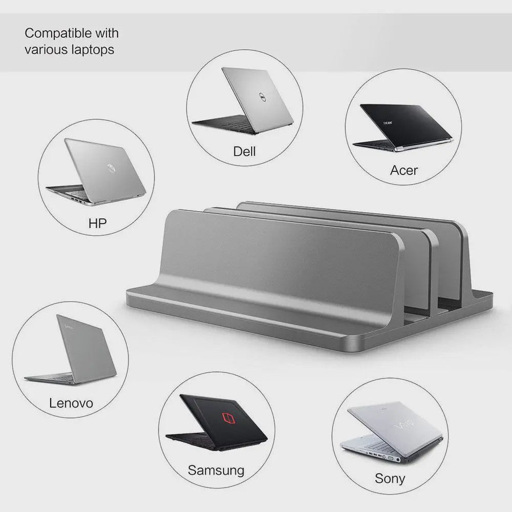 Verticale Laptopstandaard voor Macbook Air/Pro & Desktop - Dubbel & Verstelbaar (tot 17.3 Inch)