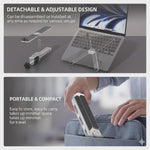 2-in-1 Afneembare Laptopstandaard met 360° Draaibare Basis & Tablet Arm - Opvouwbaar & Ruimtebesparend