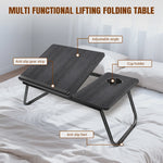 Opvouwbare Laptoptafel met 5 Hoogtestanden, Bekerhouder & Verstelbaar Bureau - Ideaal voor Bed, Bank of Balkon