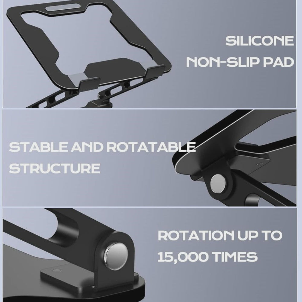Verstelbare Aluminium Laptop & Tablet Stand - Draagbaar, Opvouwbaar & Koelend