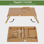 Bamboe Laptoptafel Bedtafel met Verstelbare Hoogte en Kantelbaar Bureau