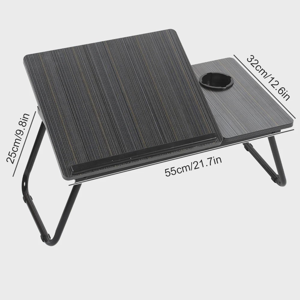 Multifunctionele Bedtafel: Opvouwbaar Laptop Bureau met Hoogteverstelling & Bekerhouder