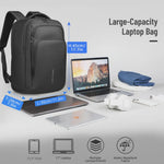 Multifunctionele Zakenrugzak voor Heren - Waterdicht, 17.3" Laptopvak & USB Oplaadpoort - Ideaal voor Werk & Reizen