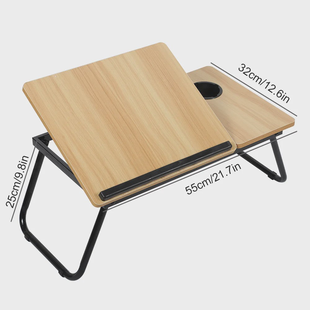 Multifunctionele Bedtafel: Opvouwbaar Laptop Bureau met Hoogteverstelling & Bekerhouder